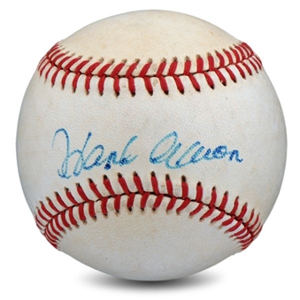 Hank Aaron Single Signed ONL Feeney Baseball 